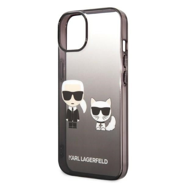 Karl Lagerfeld iPhone 14 Plus - Gradient Ikonik Karl and Choupette Σκληρή Θήκη με Πλαίσιο Σιλικόνης - Black - KLHCP14MTGKCK