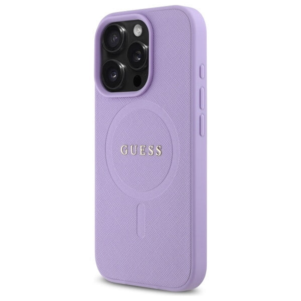 Guess iPhone 16 Pro - Saffiano MagSafe - Σκληρή Θήκη με Πλαίσιο Σιλικόνης - Purple - GUHMP16LPSAHMCU
