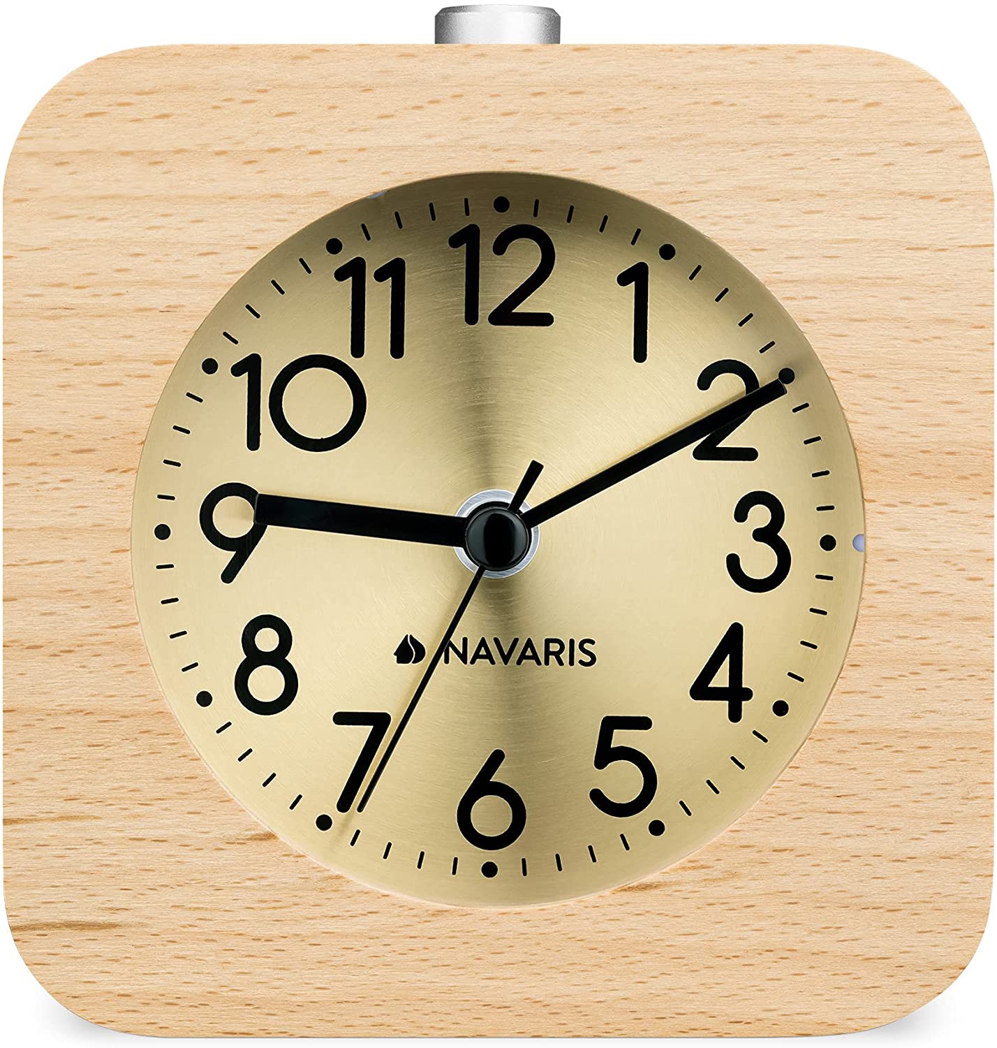Navaris Αναλογικό Επιτραπέζιο Ρολόι και Ξυπνητήρι - Design Retro Square - Light Brown / Gold - 54264.24.21