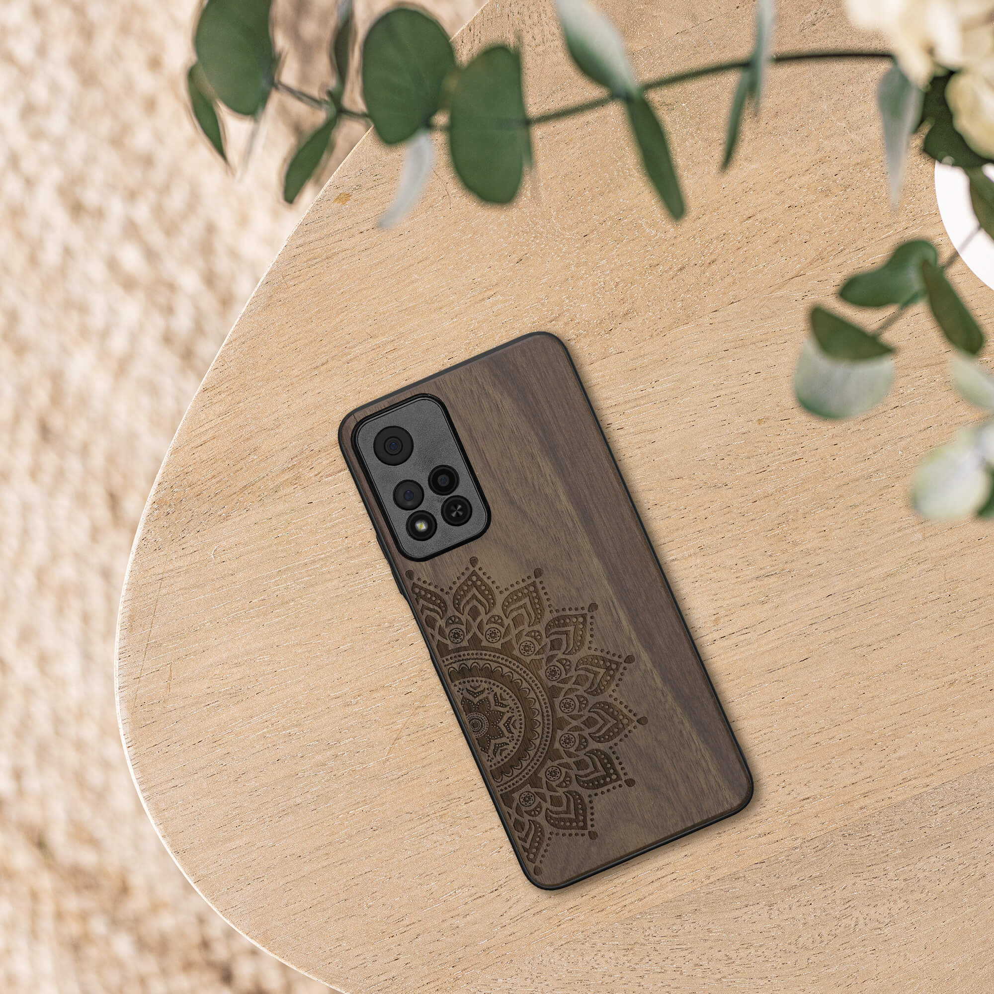KW Xiaomi Redmi Note 11 Pro+ 5G Θήκη από Φυσικό Ξύλο - Design Rising Sun - Dark Brown - 58100.04