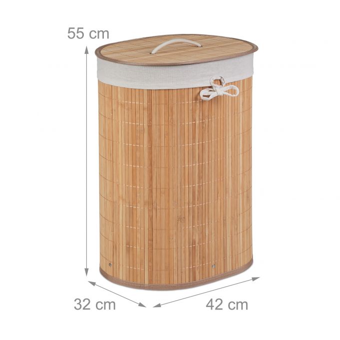 Relaxdays Καλάθι Απλύτων από Μπαμπού με Καπάκι - Oval - Natural - 4052025901271