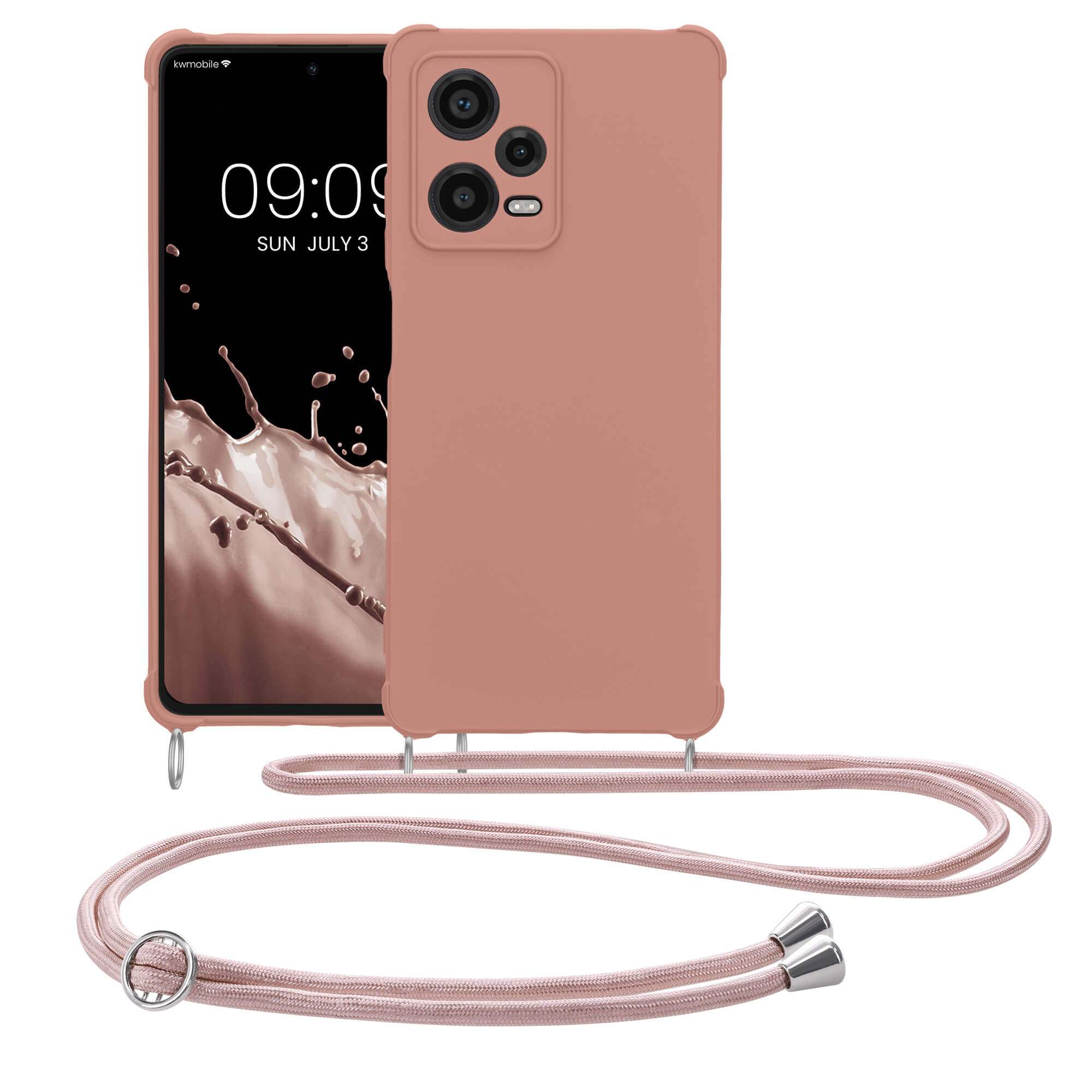 KW Xiaomi Redmi Note 12 Pro Θήκη Σιλικόνης TPU με Λουράκι - Mother Of Pearl - 60719.154