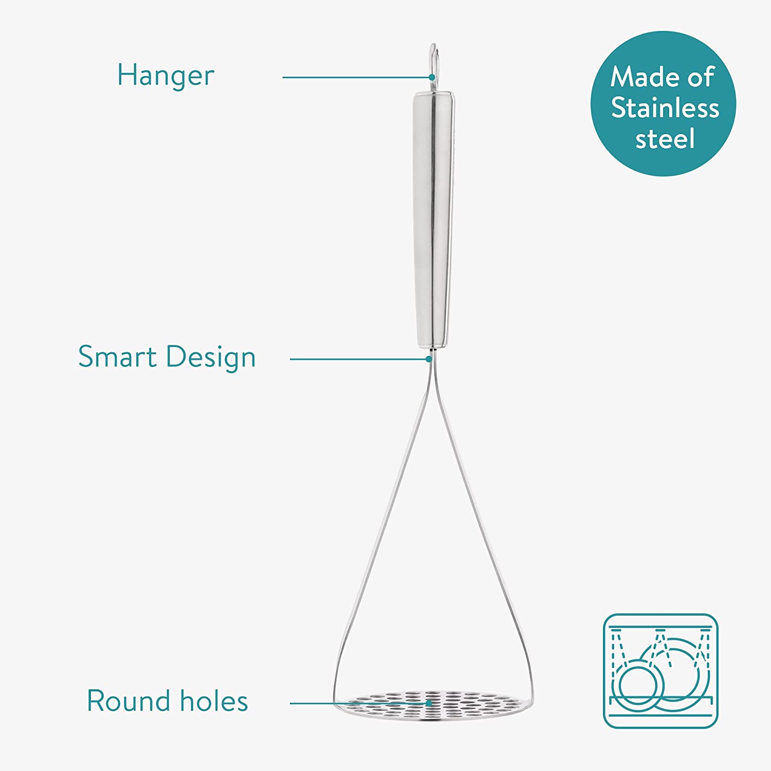 Navaris Πρέσα Πατάτας από Ανοξείδωτο Ατσάλι - Silver - 58087.01