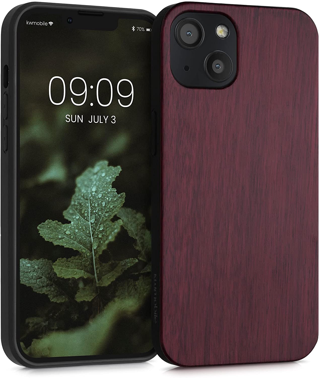 KW iPhone 13 Θήκη από Φυσικό Ξύλο - Dark Red - 55954.20