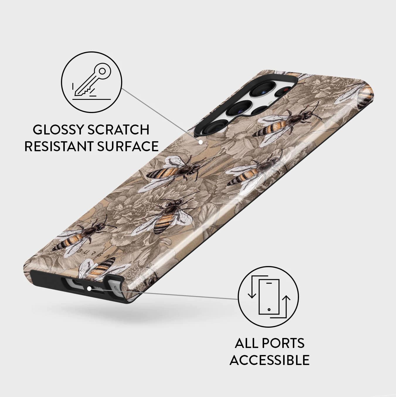 Burga Samsung Galaxy S22 Ultra Fashion Tough Σκληρή Θήκη - Honey Bee