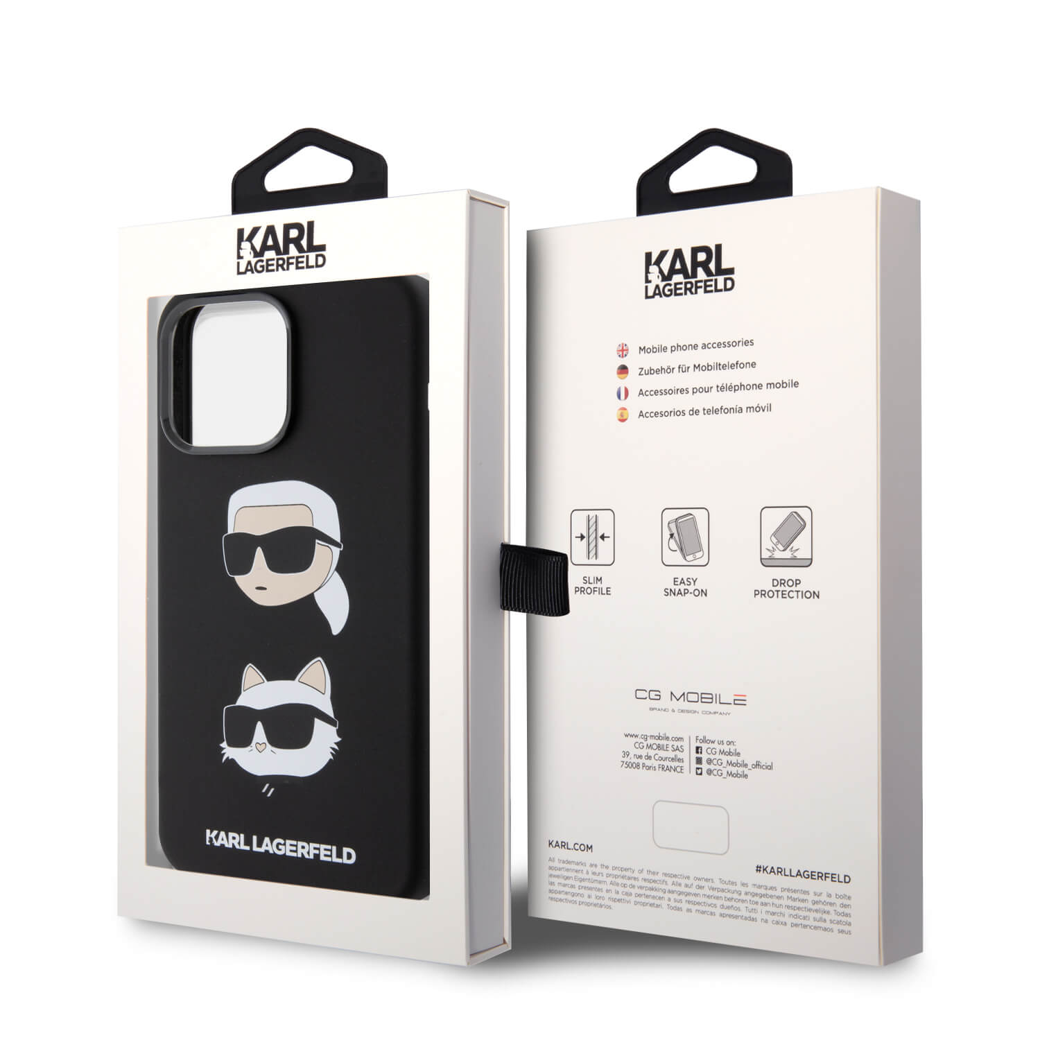 Karl Lagerfeld iPhone 15 Pro Max Silicone Karl and Choupette Head Σκληρή Θήκη με Πλαίσιο Σιλικόνης - Black - KLHCP15XSDHKCNK