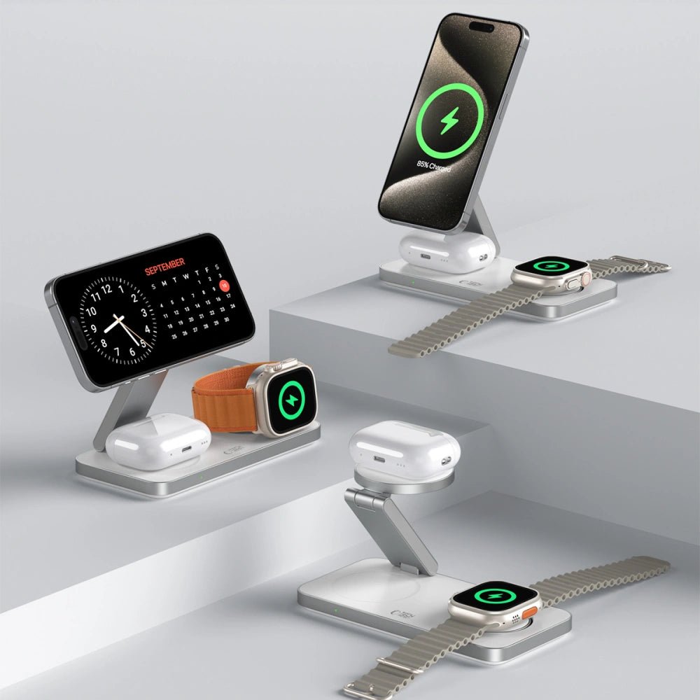 Tech - Protect QI15W - A47 3in1 Ασύρματος Μαγνητικός Φορτιστής MagSafe - White