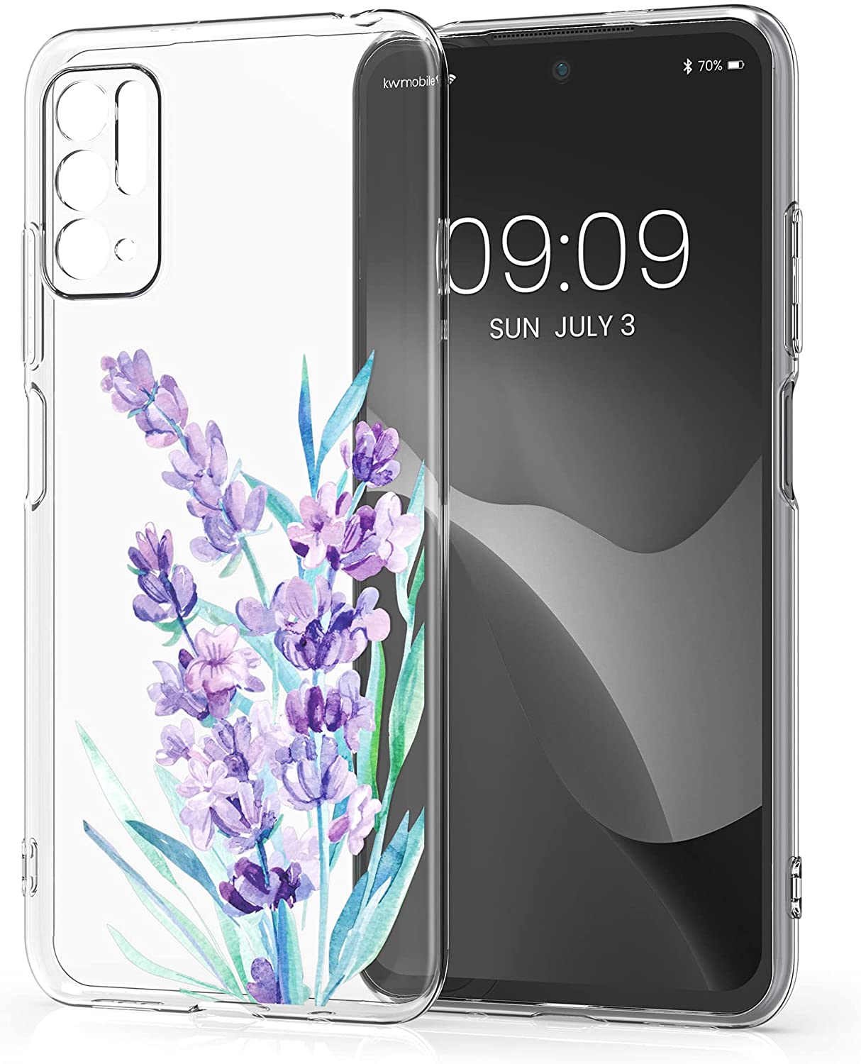 KW Xiaomi Redmi Note 10 5G / Poco M3 Pro 5G Θήκη Σιλικόνης TPU Design Lavender - Violet / Turquoise - Διάφανη - 54950.02