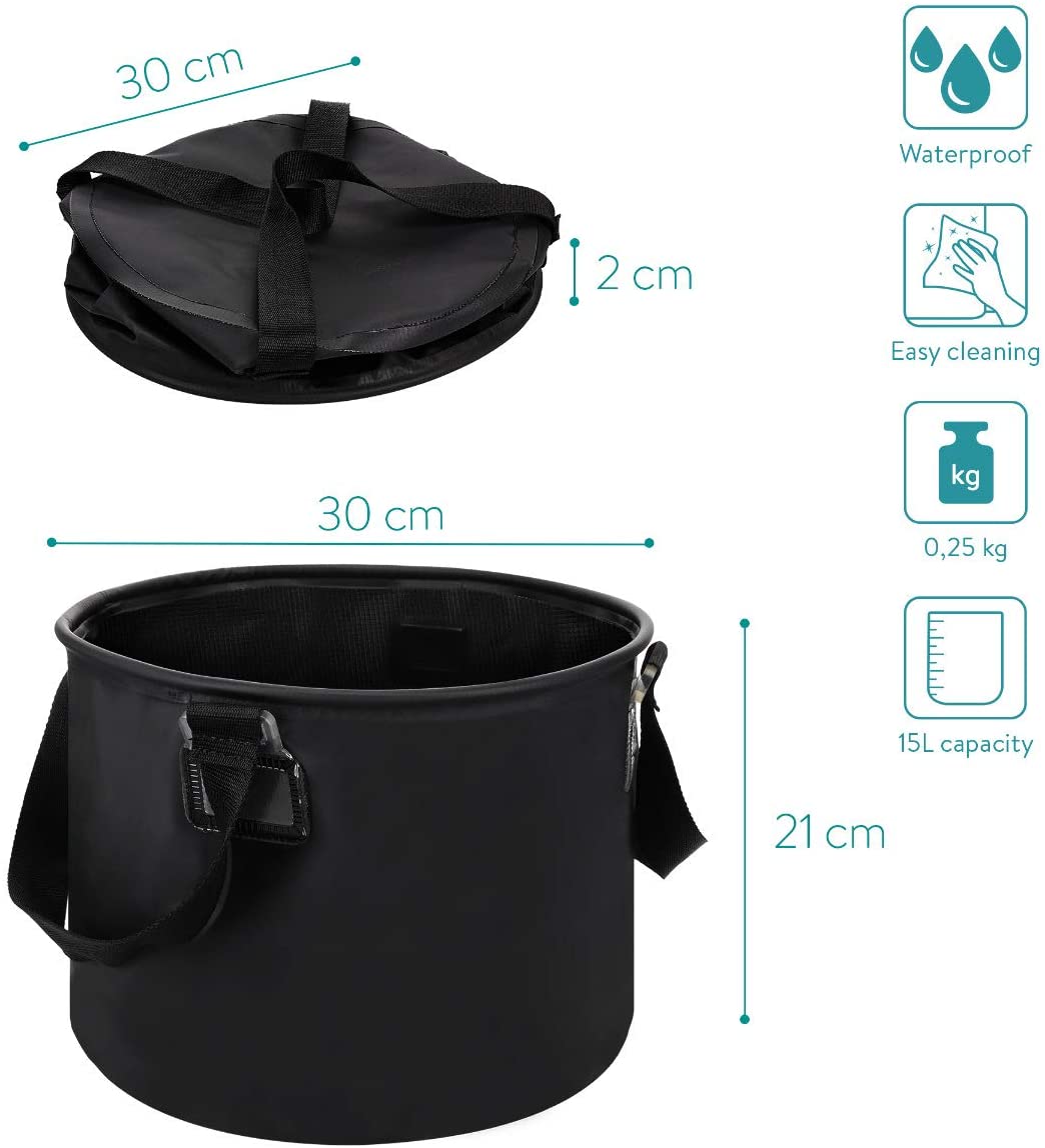 Navaris Πτυσσόμενος Κάδος Νερού και Αποθήκευσης - 15L - Black - 50877.2.04