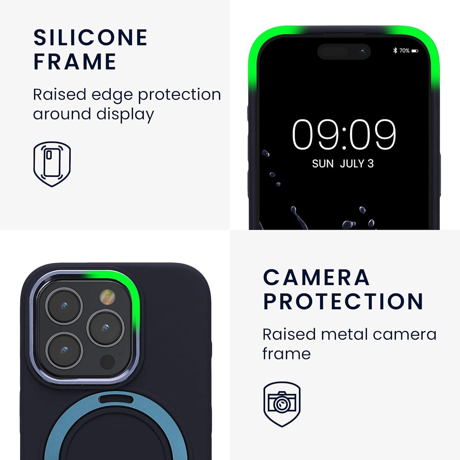 Kalibri iPhone 15 Pro Θήκη Σιλικόνης με MagSafe / Stand - Dark Blue