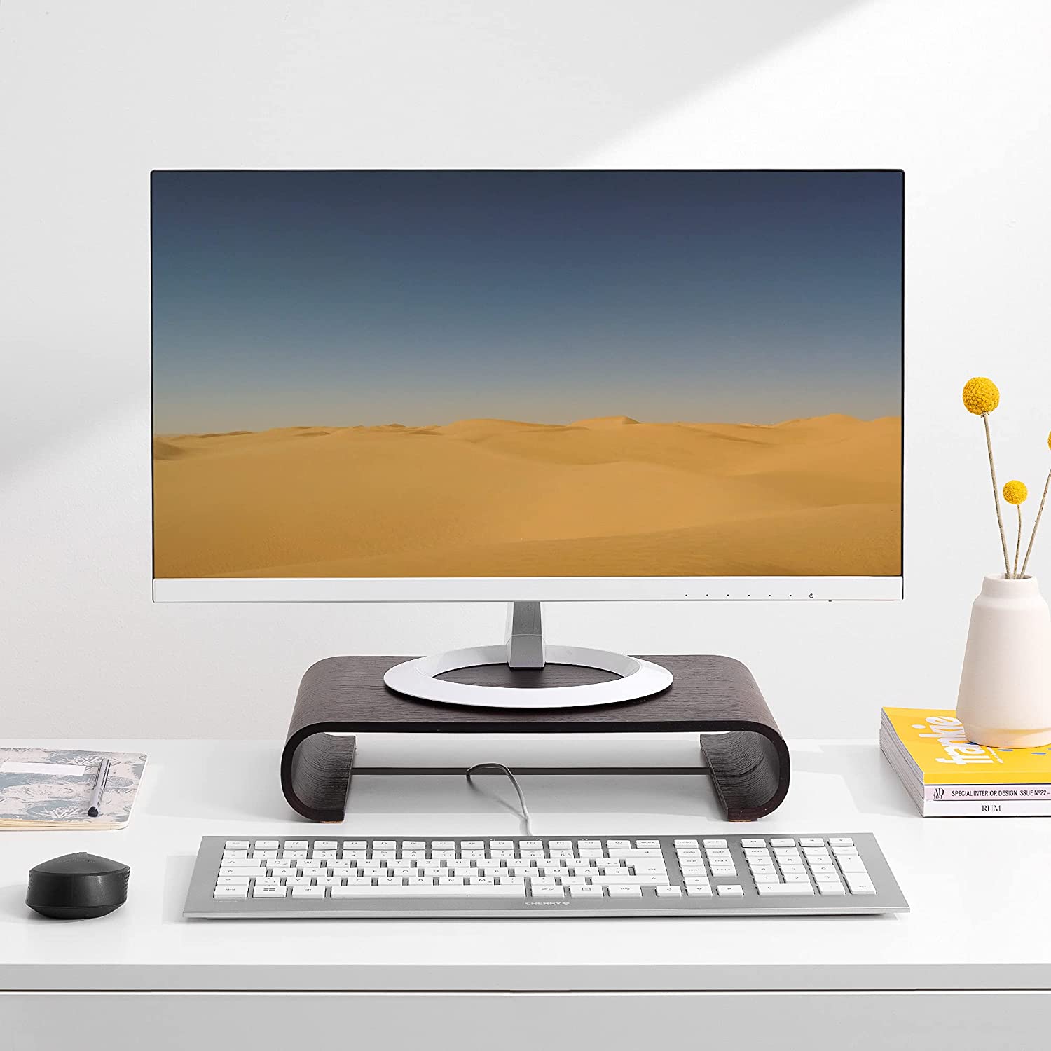 Navaris Computer Monitor Wood Stand - Βάση Στήριξης Οθόνης από Ξύλο - Dark Brown - 45835.18