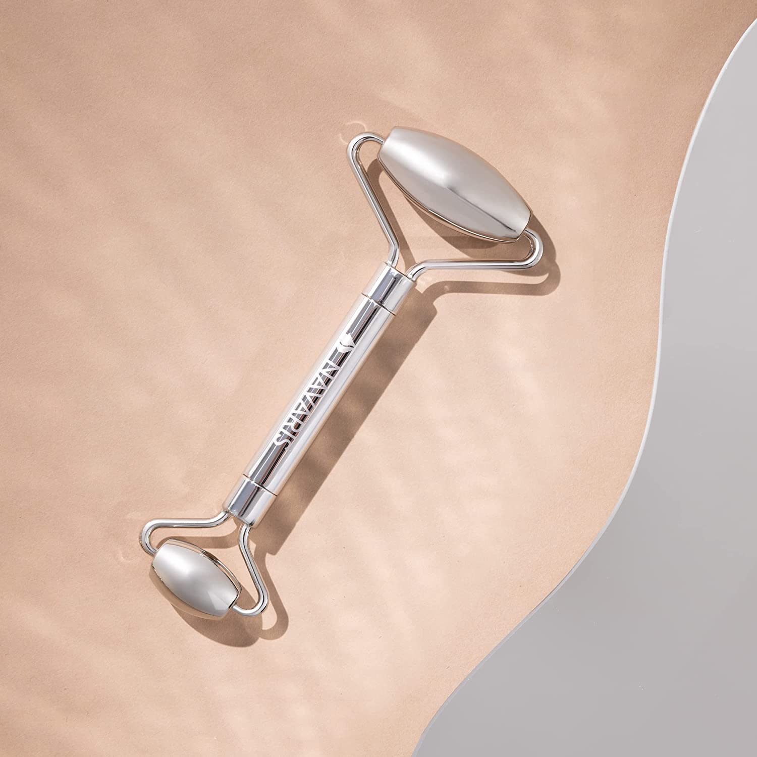 Navaris Face Roller Κύλινδρος από Ανοξείδωτο Ατσάλι για Μασάζ Προσώπου - Silver - 55455.01