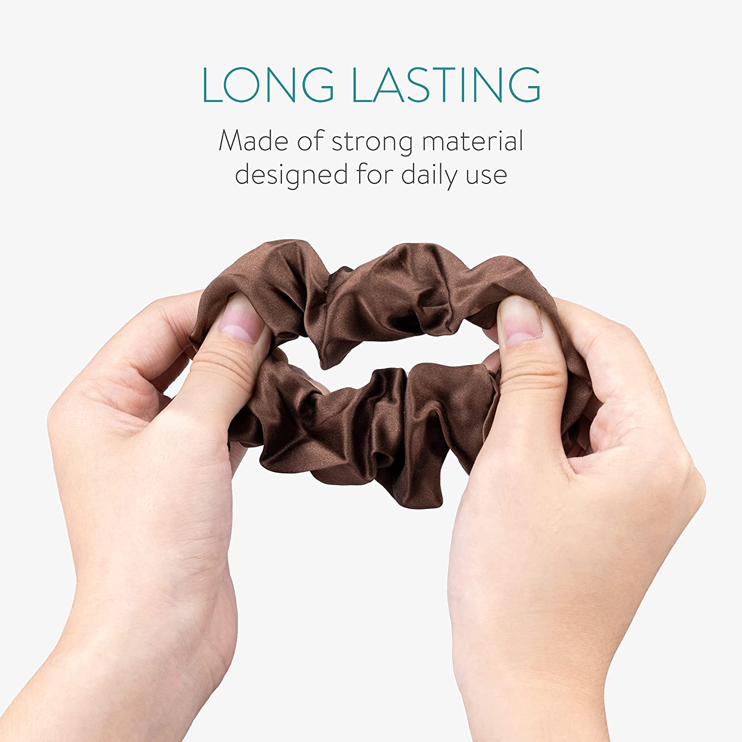 Navaris Σετ με 2 Μεταξωτά Scrunchies Λαστιχάκια Μαλλιών - Beige / Brown - 50258.02.15