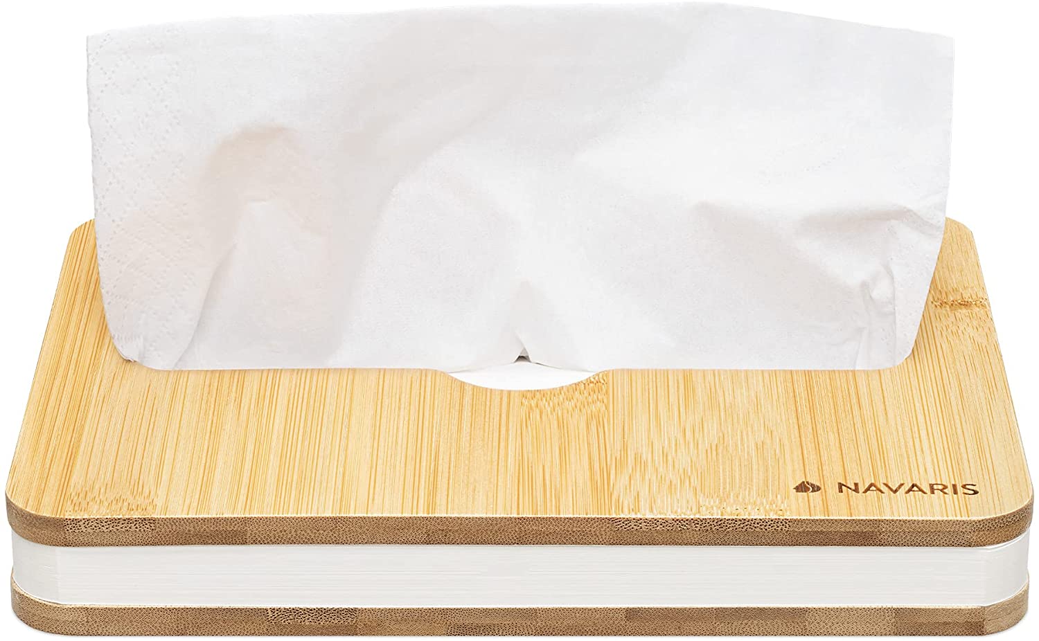 Navaris Βάση Αποθήκευσης για Χαρτομάντηλα από Μπαμπού - White / Brown - 54280.01