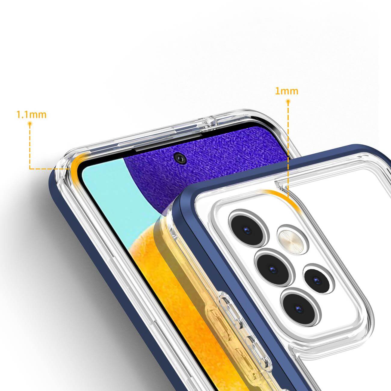 OEM Samsung Galaxy A53 5G Clear Hybrid Armor Σκληρή Θήκη με Πλαίσιο Σιλικόνης - Διάφανη / Blue