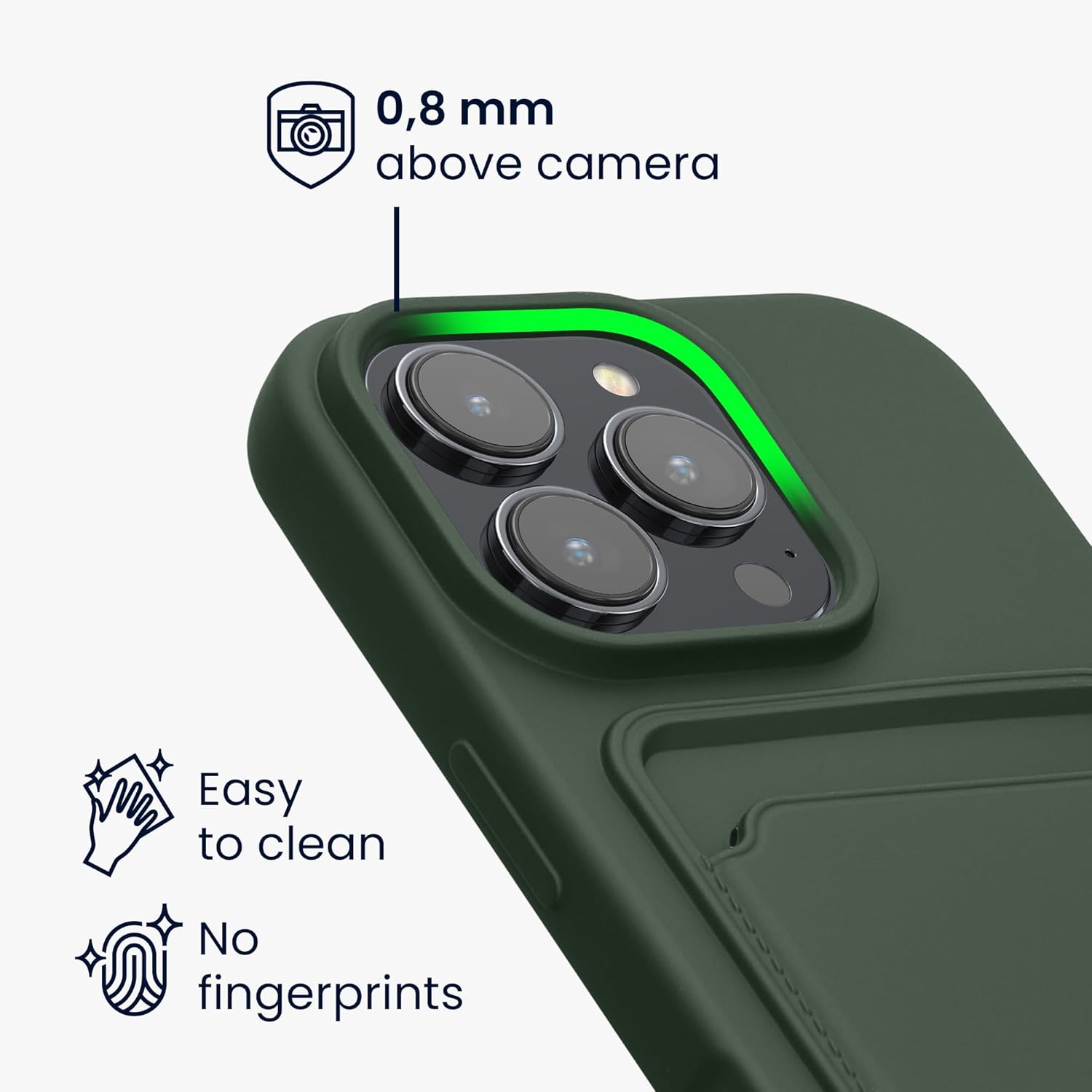 KW iPhone 16 Pro Θήκη Σιλικόνης TPU με Υποδοχή για Κάρτα - Dark Green