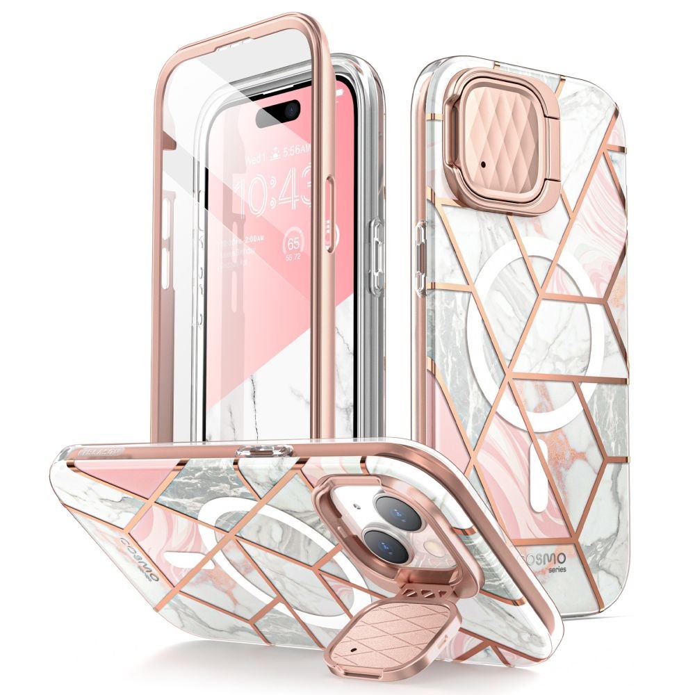 i - Blason iPhone 15 Cosmo Mag Σκληρή Θήκη με Προστασία Οθόνης / Κάμερας και Magsafe - Marble