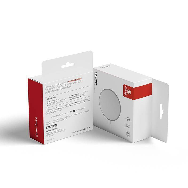 Crong MagSpot 15W Ασύρματος Φορτιστής MagSafe - Silver White