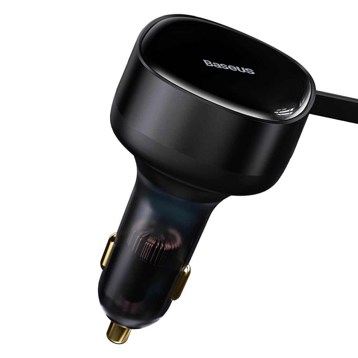 Baseus Enjoyment Retractable 2-in-1 Fast Car Charger Φορτιστής Αυτοκινήτου με Ενσωματωμένα Καλώδια Lightning και Type-C 30W - Black - CGTX000001
