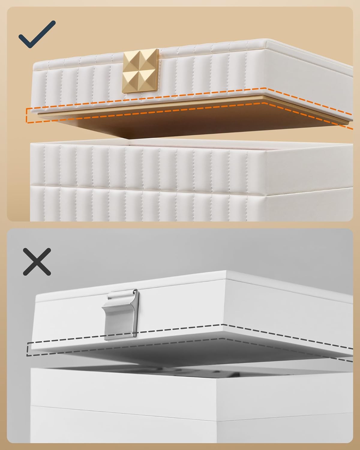 Songmics Κουτί Αποθήκευσης Κοσμημάτων με 4 Επίπεδα και Καθρέπτη - Cloud White - JBC181W01