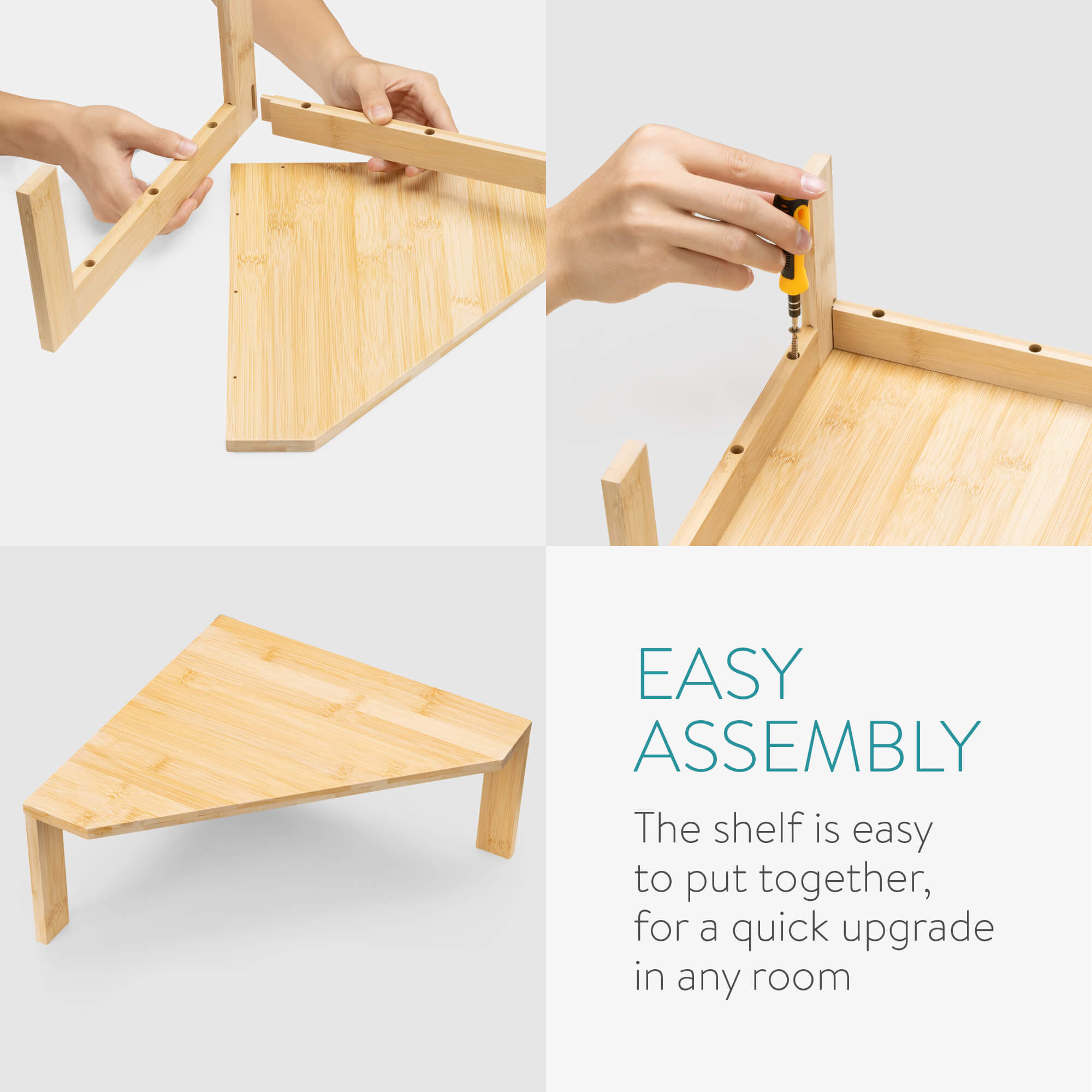 Navaris Γωνιακό Ράφι από Μπαμπού - 30 x 30 x 15 cm - Light Brown - 54641.01