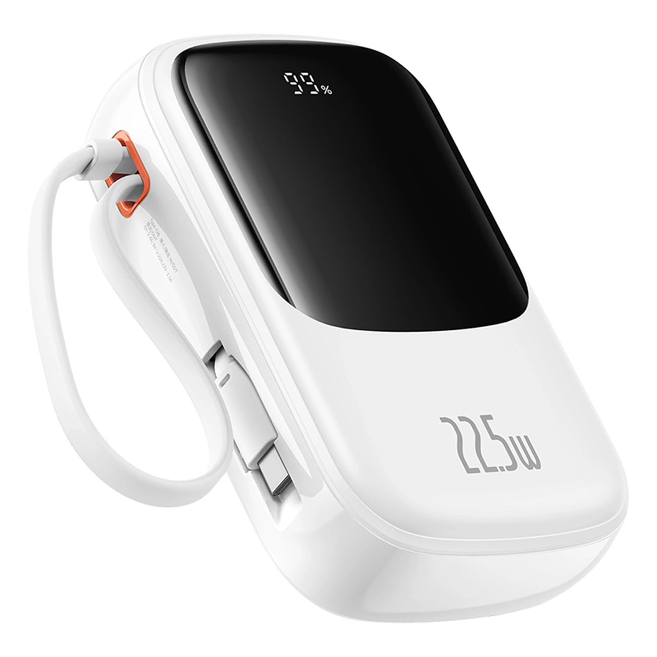 Baseus Qpow Pro+ Power Bank 20000mAh 22.5W με Οθόνη και Ενσωματωμένο Καλώδιο Type-C - White - P10067103213-00