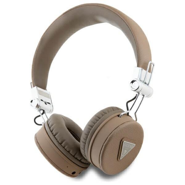 Guess Over-Ear Grained Classic Round Shape - Ασύρματα Bluetooth Ακουστικά - Brown