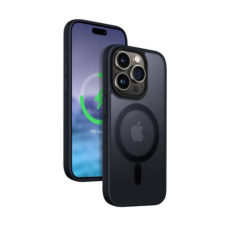 Crong iPhone 15 Pro Hybrid Frost Mag - Σκληρή Θήκη με Πλαίσιο Σιλικόνης και MagSafe - Navy Blue