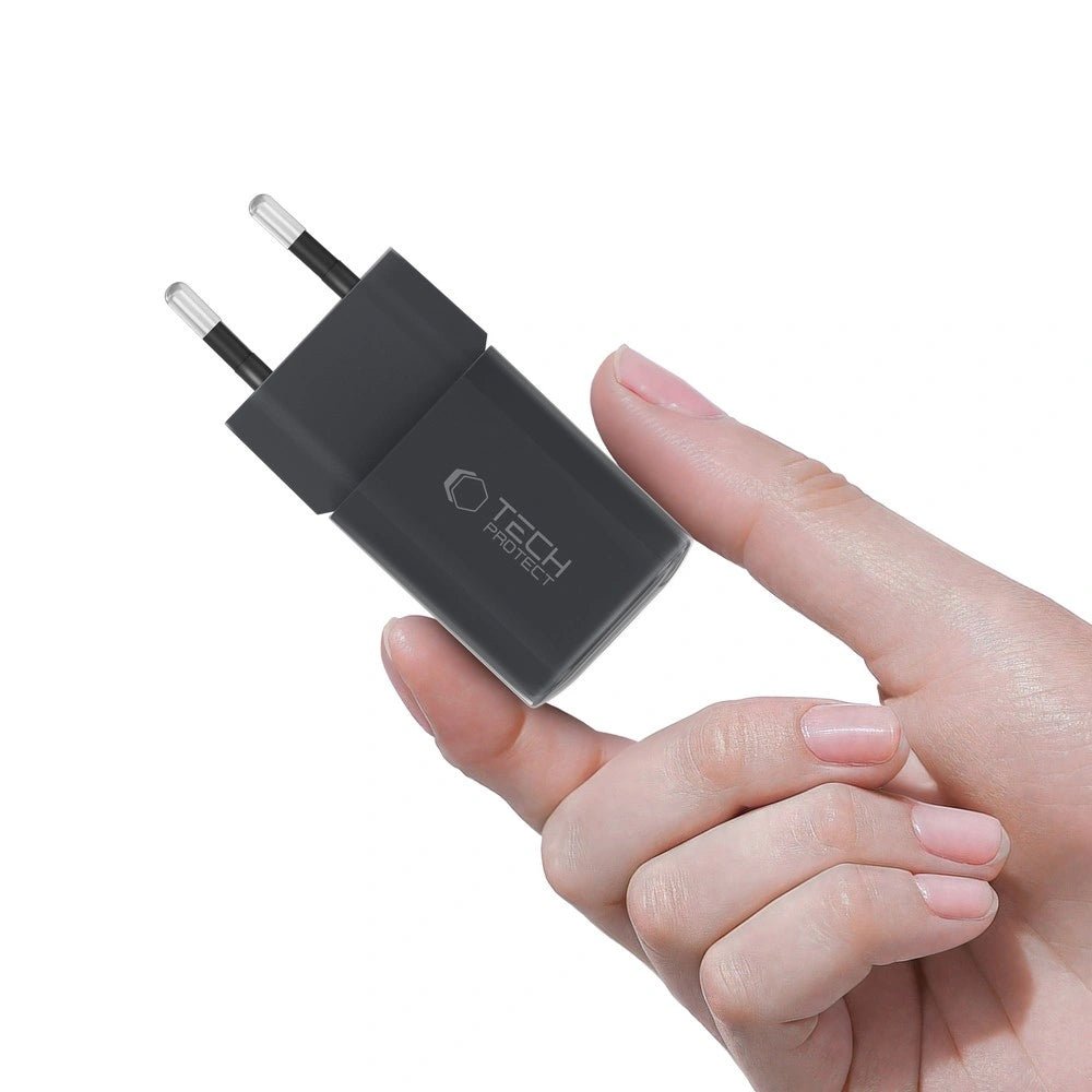 Tech - Protect NCM33W QC3.0 Οικιακός Φορτιστής Γρήγορης Φόρτισης με 1 Θύρα USB και 1 Θύρα Type - C - Black