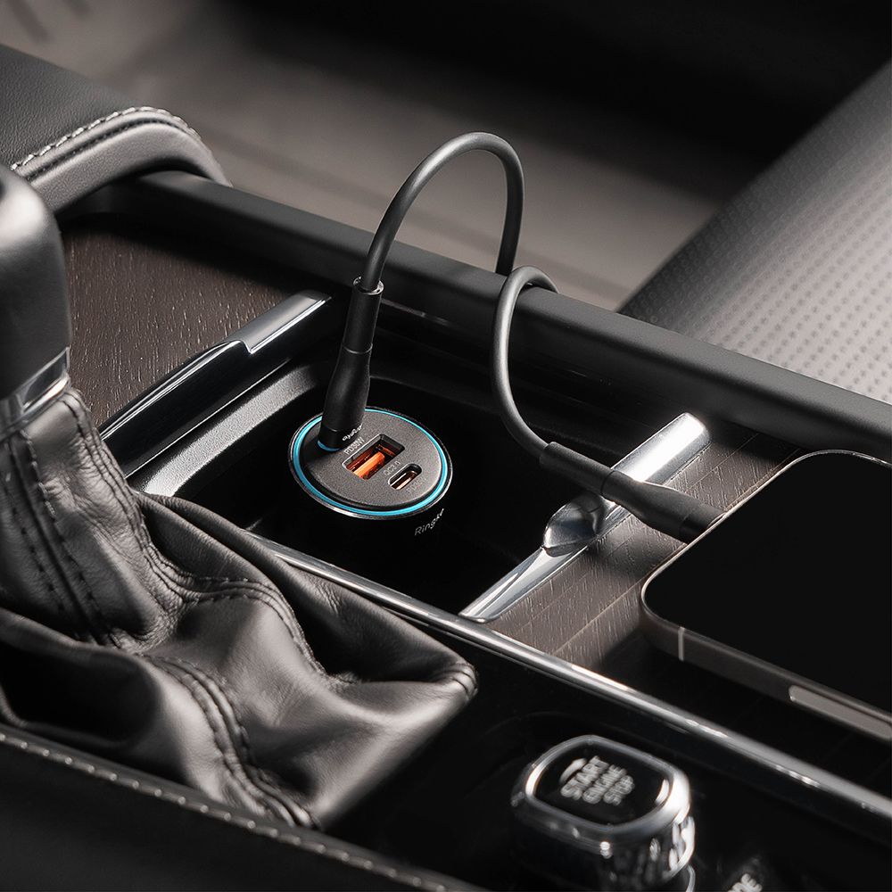 Ringke PD30W / QC3.0 Φορτιστής Αυτοκινήτου Γρήγορης Φόρτισης με 2 Θύρες Type C και 1 Θύρα USB - Black