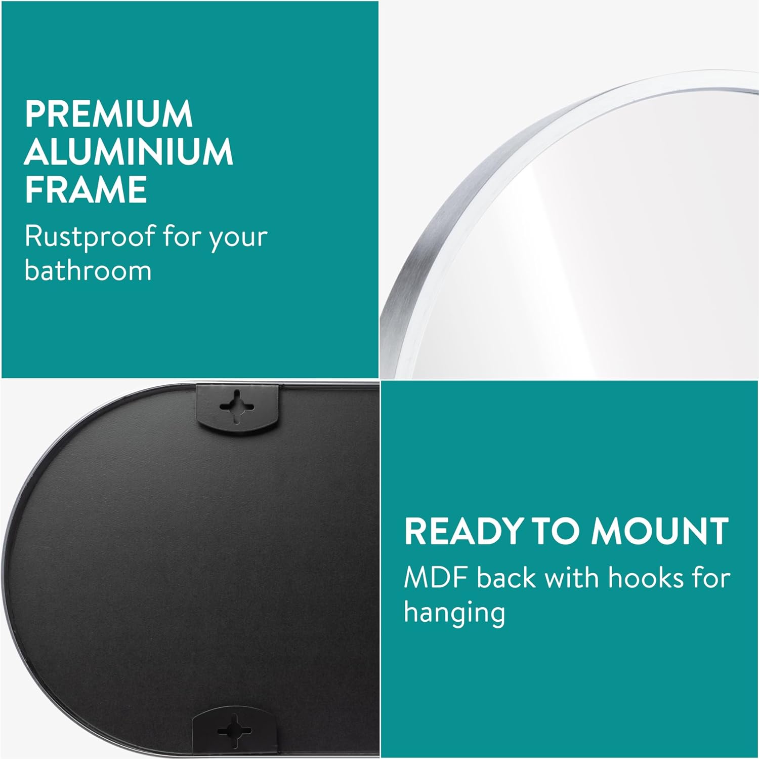 Navaris Οβάλ Καθρέπτης Τοίχου - 75 x 38 x 3 cm - Silver - 59011.02