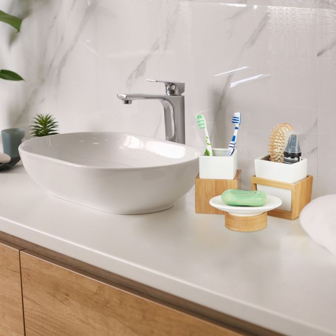 Relaxdays Αξεσουάρ Μπάνιου - White / Natural - 4052025222055