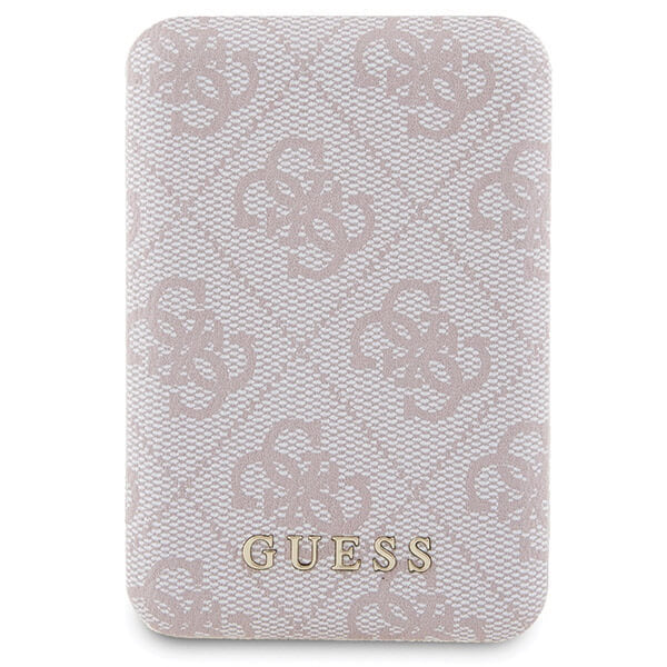Guess iPhone 15 - 4G Metal Logo Σετ MagSafe Σκληρή Θήκη με Επένδυση Συνθετικού Δέρματος και Powerbank 5000mAh - Pink - GUBPM5P15S4GEMGP