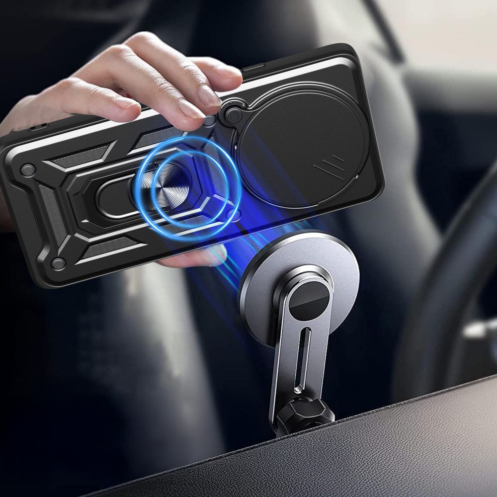 Tech - Protect Xiaomi Redmi Note 14 Pro+ 5G Camshield Pro Σκληρή Θήκη με Πλαίσιο Σιλικόνης και Δαχτυλίδι Συγκράτησης - Black