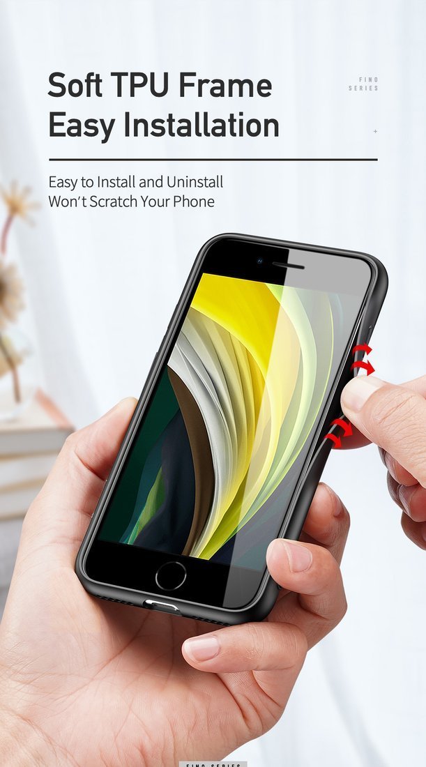 Dux Ducis iPhone SE 2022 / SE 2020 / 7 / 8 Fino Series Σκληρή Θήκη με Πλαίσιο Σιλικόνης και Επένδυση από Ύφασμα - Black