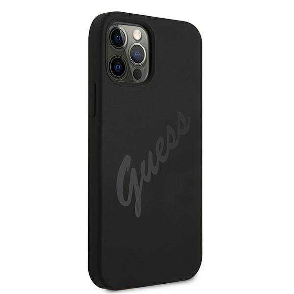Guess iPhone 12 Pro Max Silicone Vintage Script Θήκη Σιλικόνης - Black - GUHCP12LLSVSBK