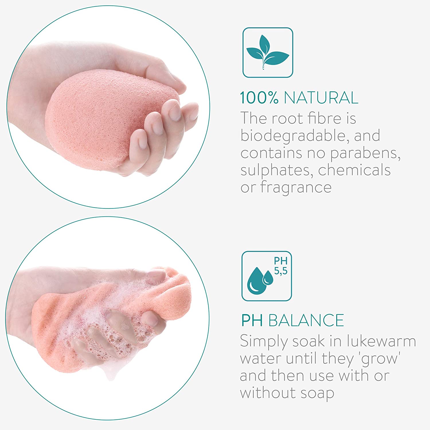 Navaris Set of Konjac Sponges Σετ με 3 Σφουγγάρια Καθαρισμού Προσώπου και Σώματος - Old Rose - 49124.10