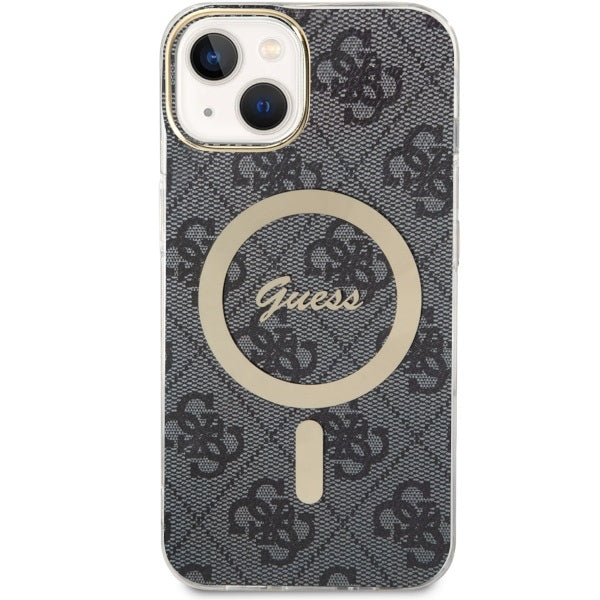 Guess iPhone 13 / 14 / 15 - 4G MagSafe Σκληρή Θήκη με Πλαίσιο Σιλικόνης και MagSafe - Black - GUHMP14SH4STK