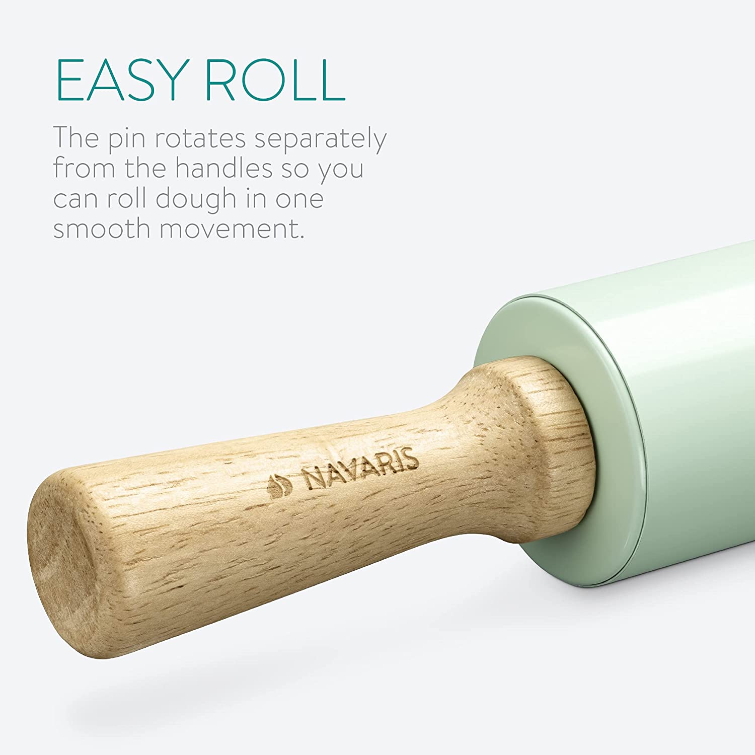 Navaris Πλάστης από Ανοξείδωτο ατσάλι με Ξύλινες Λαβές - Mint Green - 52018.01.71