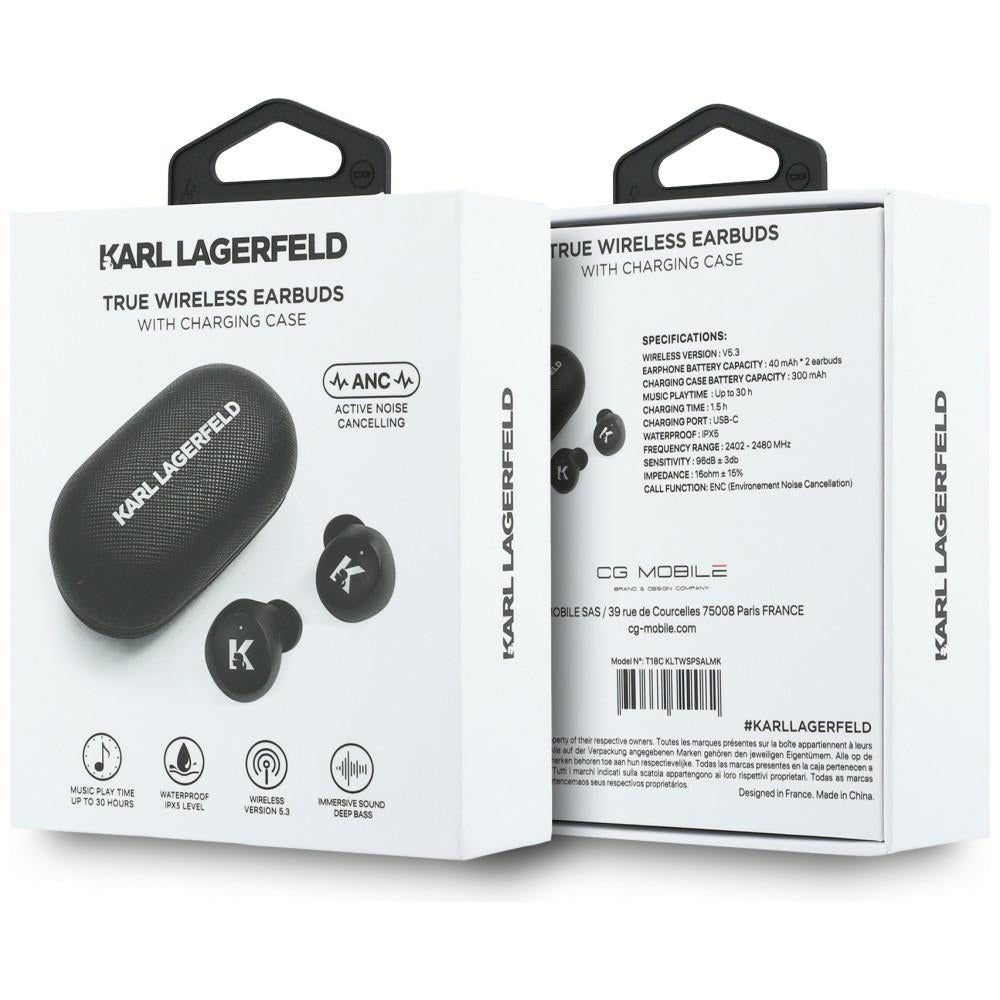 Karl Lagerfeld Ασύρματα Bluetooth Ακουστικά για Κλήσεις / Μουσική - ENC Saffiano Logo - Black