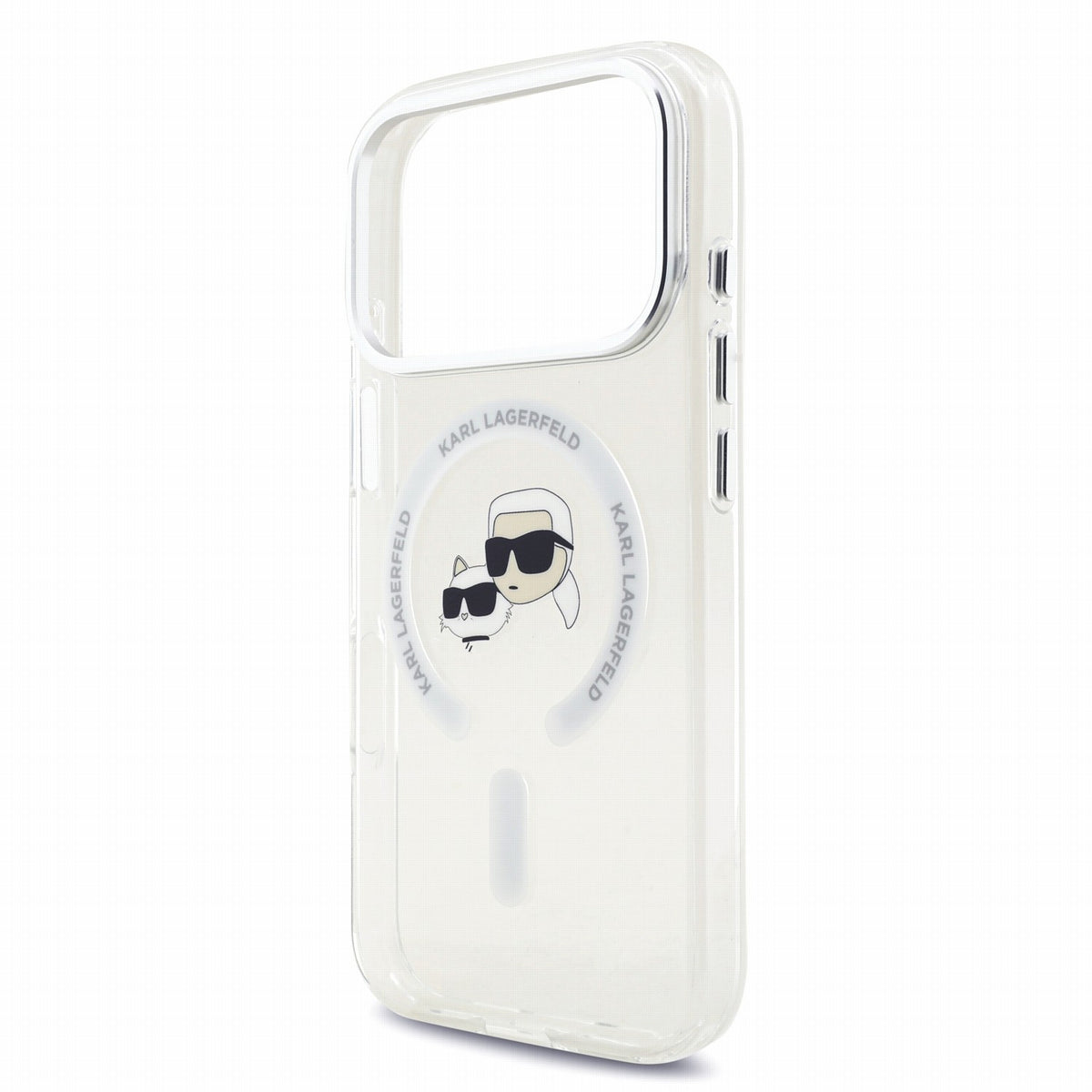 Karl Lagerfeld iPhone 17 Pro / iPhone 18 Pro - Σκληρή Θήκη με Πλαίσιο Σιλικόνης - IML K and CH Heads Metal Frame MagSafe - White