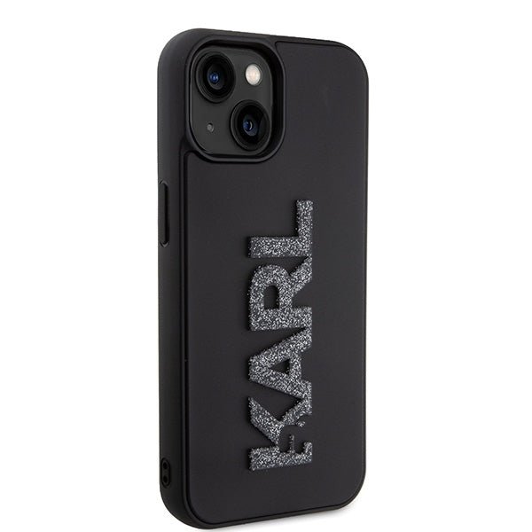Karl Lagerfeld iPhone 15 / 14 / 13 - Σκληρή Θήκη με Πλαίσιο Σιλικόνης - 3D Rubber Glitter Logo - Black