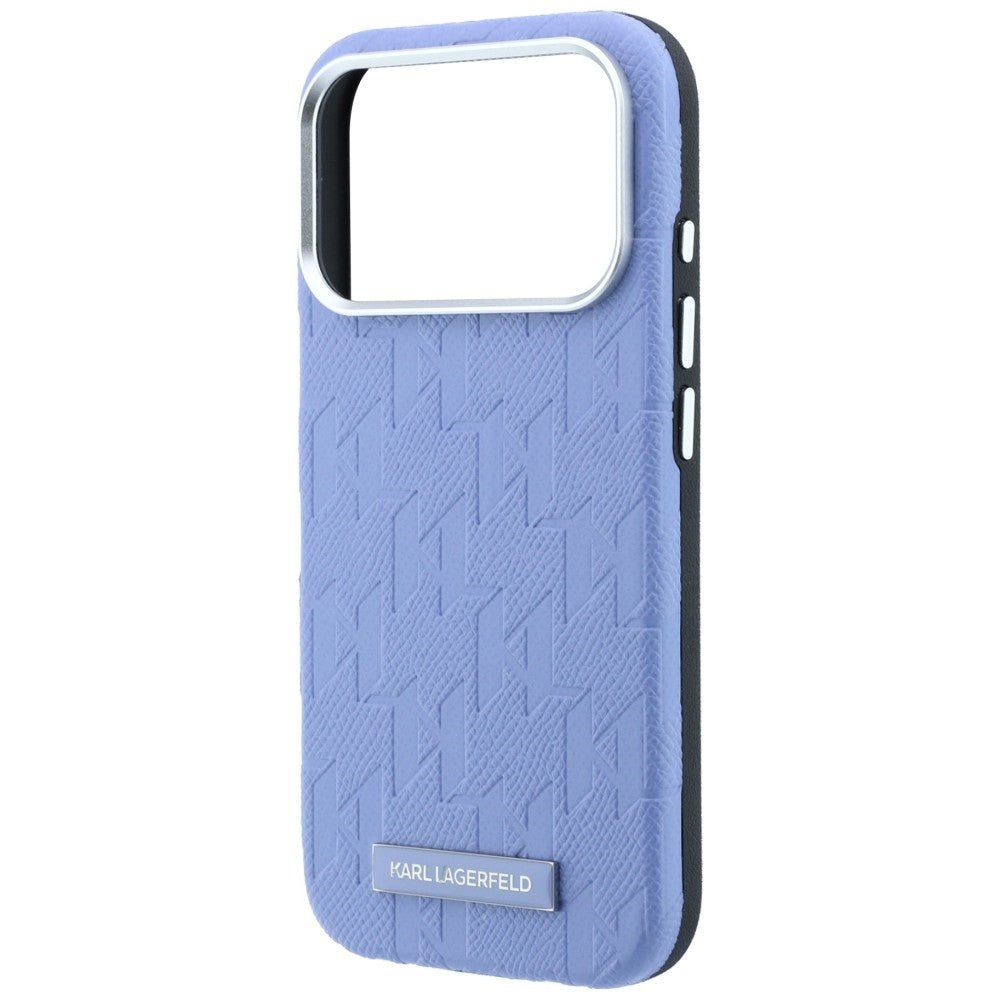 Karl Lagerfeld iPhone 17 Pro / iPhone 18 Pro - Σκληρή Θήκη με Επένδυση Οικολογικού Δέρματος - Grained Mono Resin Logo MagSafe - Light Blue
