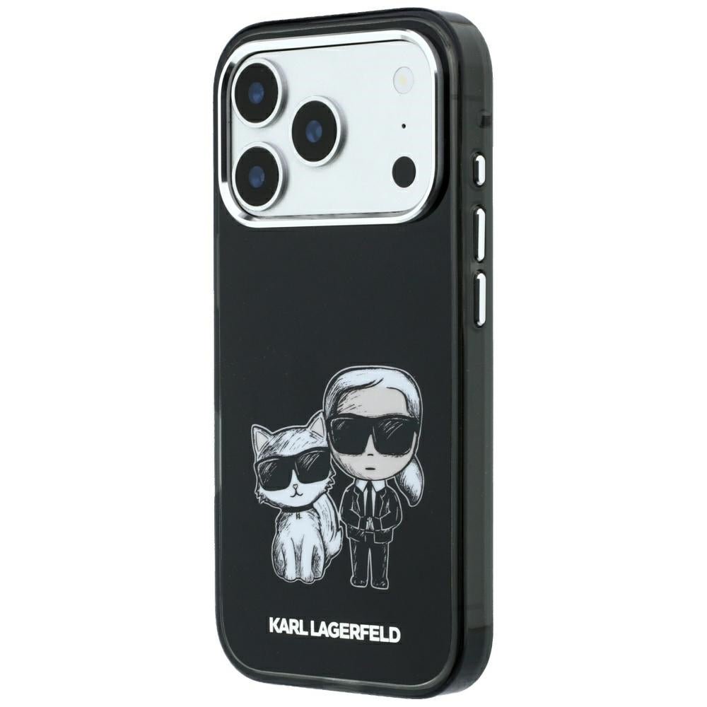 Karl Lagerfeld iPhone 17 Pro / iPhone 18 Pro - Σκληρή Θήκη με Πλαίσιο Σιλικόνης - Smooth Karl & Choupette Bodies Sketch MagSafe - Black
