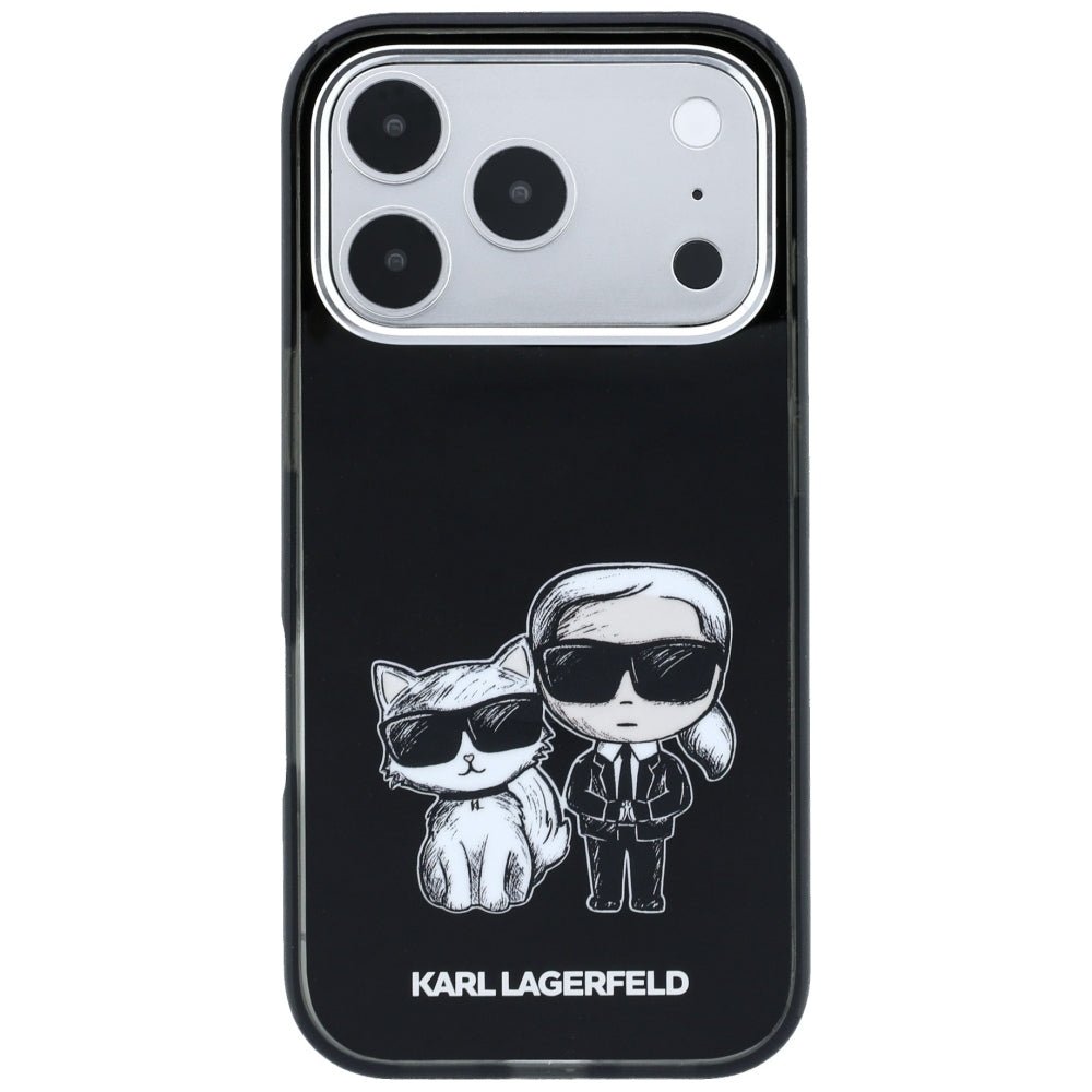 Karl Lagerfeld iPhone 17 Pro Max / iPhone 18 Pro Max - Σκληρή Θήκη με Πλαίσιο Σιλικόνης - IML Karl and Choupette Bodies Sketch Print MagSafe - Black