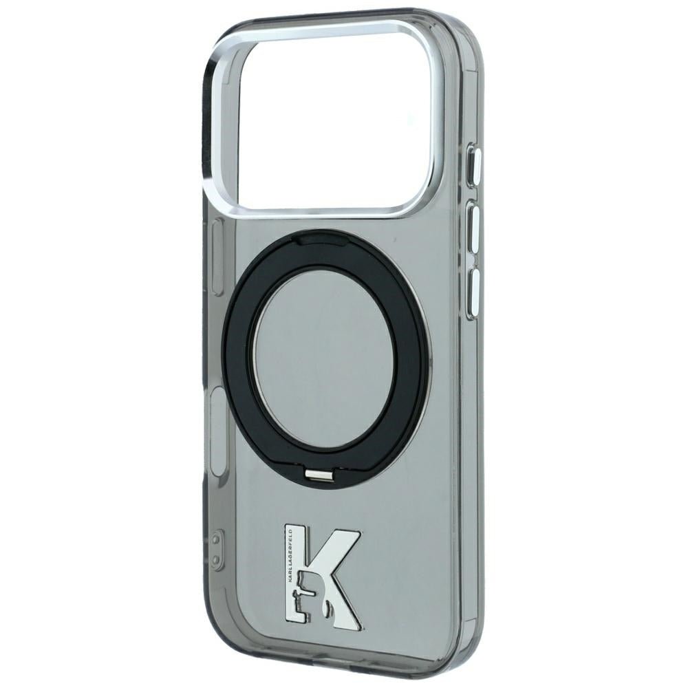 Karl Lagerfeld iPhone 17 Pro Max / iPhone 18 Pro Max - Σκληρή Θήκη με Πλαίσιο Σιλικόνης και Δαχτυλίδι Συγκράτησης - IML Ring Stand 360 Kameo Metal MagSafe - Black