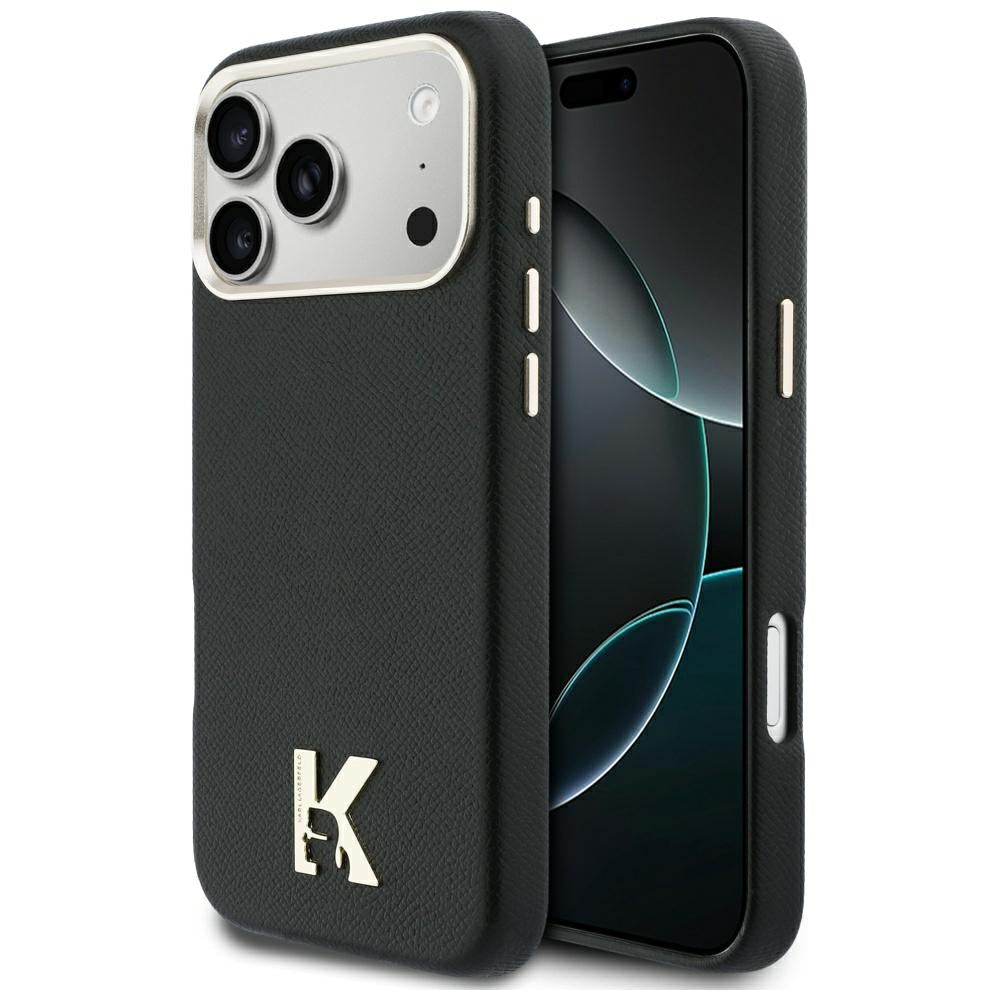 Karl Lagerfeld iPhone 17 Pro Max - Σκληρή Θήκη με Επένδυση Οικολογικού Δέρματος και MagSafe - Karl Head Logo - Black