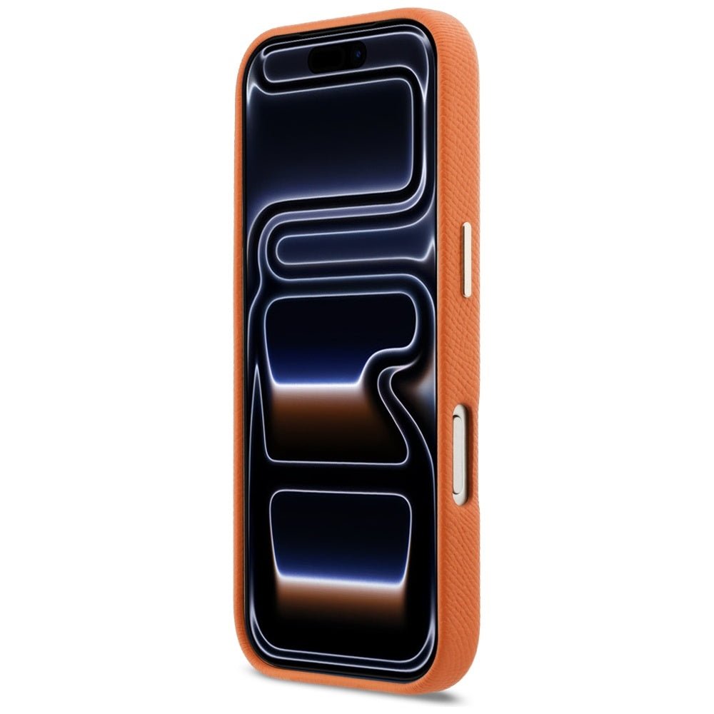 Karl Lagerfeld iPhone 17 Pro Max - Σκληρή Θήκη με Επένδυση Οικολογικού Δέρματος και MagSafe - Karl Head Logo - Οrange