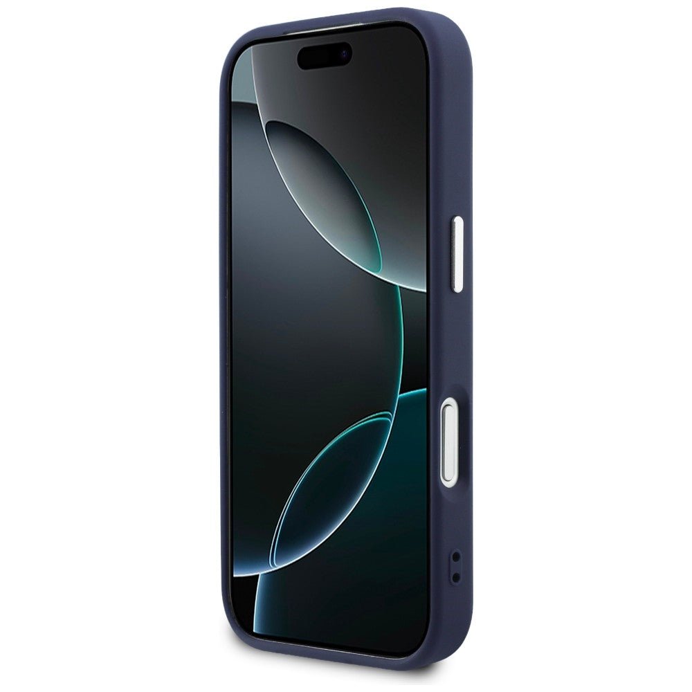 Karl Lagerfeld iPhone 17 Pro Max - Σκληρή Θήκη με Επένδυση Οικολογικού Δέρματος - Karl RSG Logo MagSafe - Blue