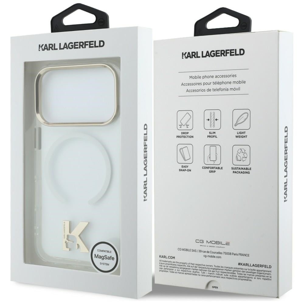 Karl Lagerfeld iPhone 17 Pro Max - Σκληρή Θήκη με Πλαίσιο Σιλικόνης - IML K Head Logo MagSafe - Clear